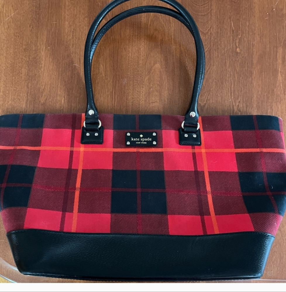 Kate Spade Red and Black Checkered Tote